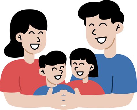 happy family with children. mother, father and kids. Cute cartoon ...