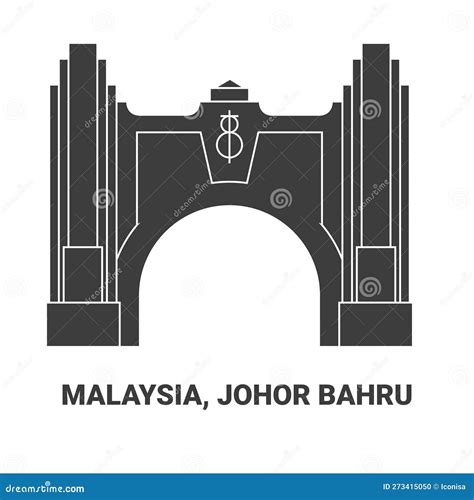 Malaysia Johor Bahru Travel Landmark Vector Illustration Stock Vector