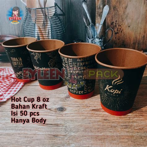Jual Paper Hot Cup Kraft 8oz Motif Isi 50 Pcs Gelas Kopi Kertas Shopee Indonesia