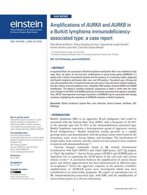 Pdf Amplifications Of Aurka And Aurkb In A Burkitt Lymphoma