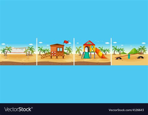 Beach scene Royalty Free Vector Image - VectorStock