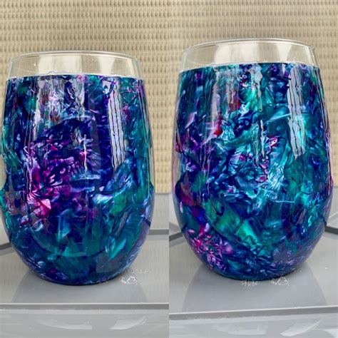 Stemless Wine Glass With Epoxy And Unicorn Spit Alcohol Ink Crafts