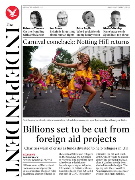 Independent Front Page 29th Of August 2022 Tomorrows Papers Today