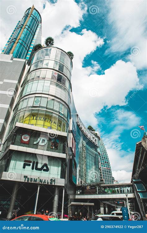 Terminal 21 And Asok BTS Skytrain Statiaon At Daytime Editorial