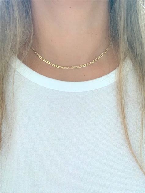 3mm Gold Plated Figaro Link Chain Figaro Etsy