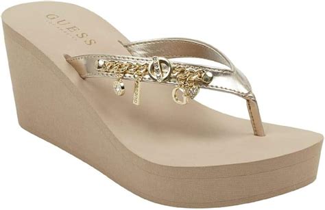 Guess Factory Womens Scout Wedge Flip Flops Gold Flip Flops