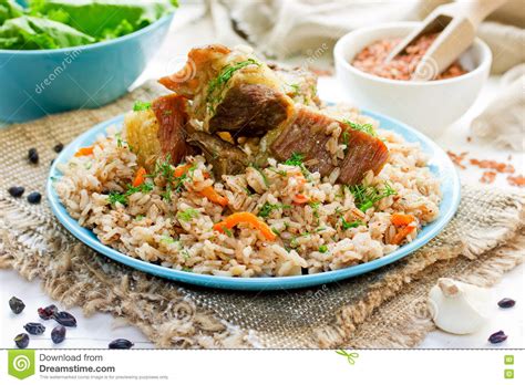 Rice Pilaf With Lamb Meat And Vegetables Stock Image Image Of Carrot