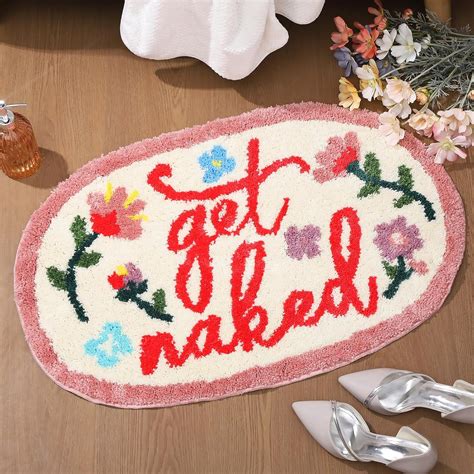 Amazon XLSXEXCL Get Naked Bath Mat Cute Bathroom Rugs Pink Bathroom Dopamine Decor Funny