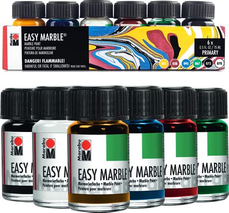 Marabu Easy Marble Paint Set Primary Colors Starter Set Marbling Paint Kit For