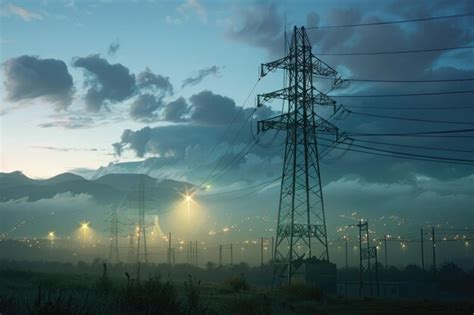 High Voltage Posts And Towers For Electricity Transmission Premium AI