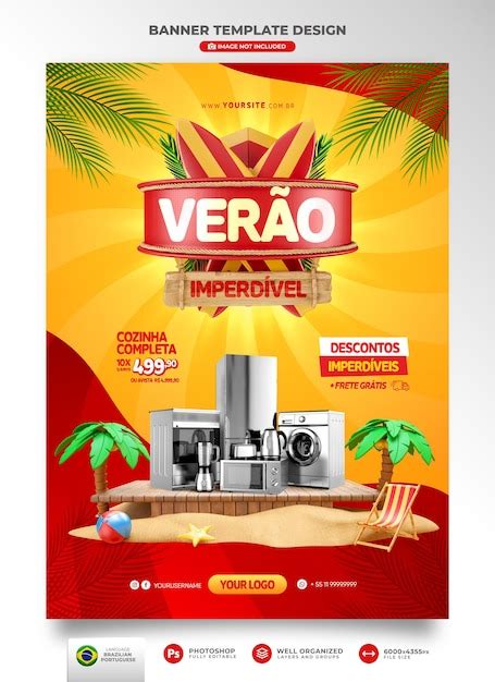 Banner Verano De Ofertas En Plantilla De Render D De Brasil Para