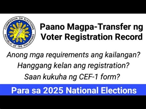 Transfer Of Voter S Registration Requirements Comelec Registration