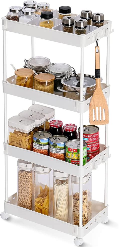 Kingrack Slim Storage Trolley Narrow Rolling Cart Tier On Wheels