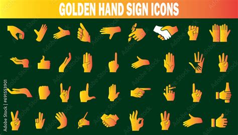 golden hand sign icons. Hand gestures, signals. Stock Vector | Adobe Stock