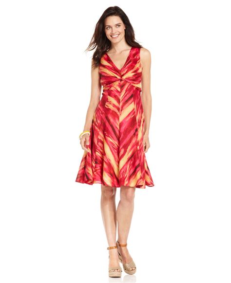 Jones New York Signature Dress Sleeveless Printed V Neck Womens Dresses Macys Dresses