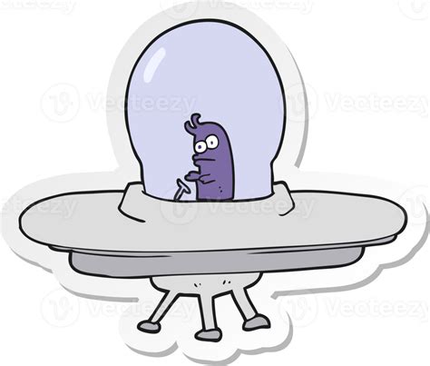 Sticker Of A Cartoon Flying Saucer Png