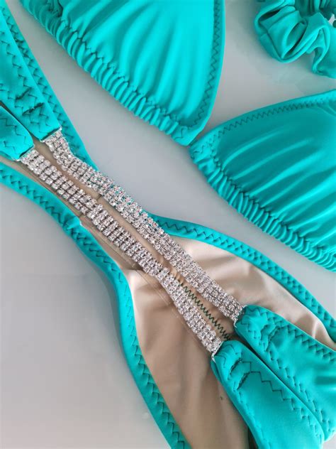 Tiffany Blue Posing Suit With Connectors On Bottoms Miss Bikini Fitness