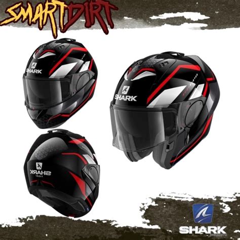 Jual HELM SHARK EVO ES YARI RED BLACK HELM MOTOR MODULAR SHARK ORIGINAL