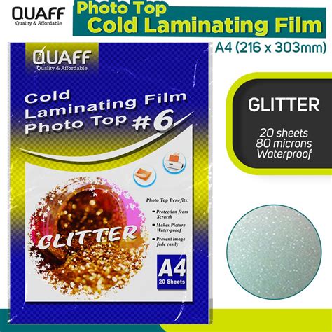 QUAFF Photo Top A4 Size Cold Laminating Film 216x303mm 20sheets