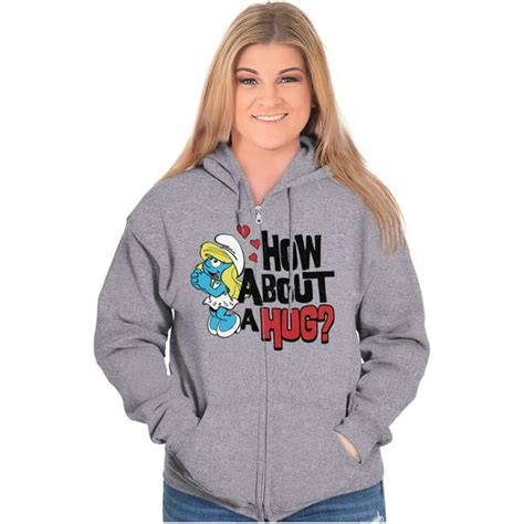 Smurfs Cute Smurfette How About A Hug Zip Hoodie Sweatshirt Women