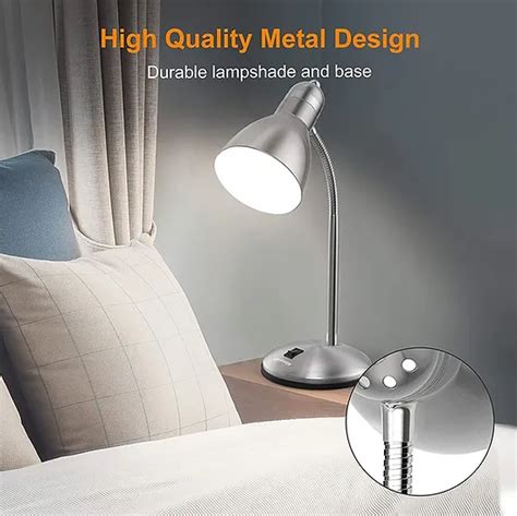 Lepower Metal Desk Lamp Adjustable Goose Neck Table Lamp Eye Caring