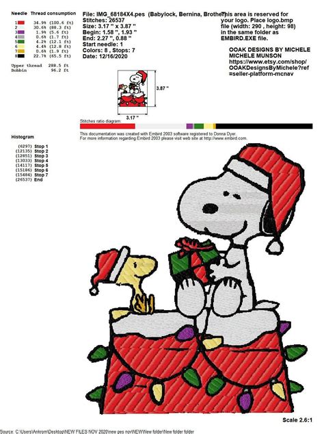 Snoopy Woodstock Christmas Embroidery Machine File Design Etsy