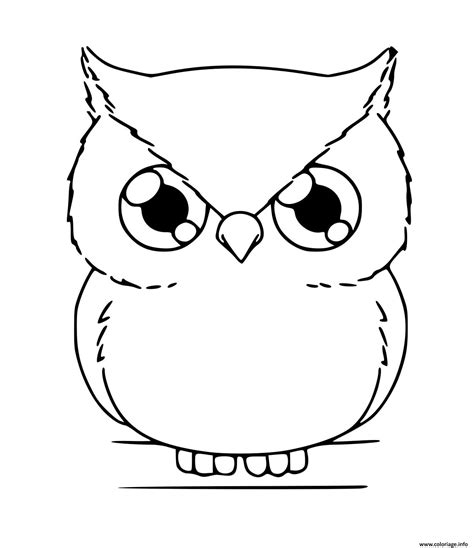 Coloriage Hibou Kawaii Dessin Hibou à imprimer