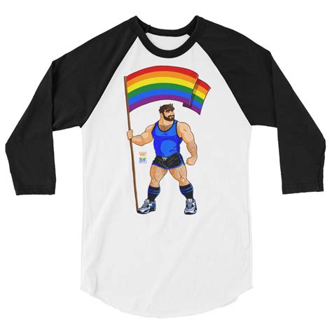 ADAM LIKES GAY PRIDE FLAG BLUE OUTFIT Sleeve Raglan Shirt Shop Bobo Bear