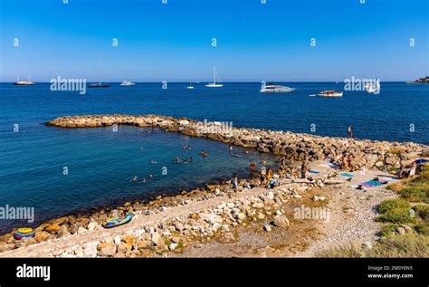 Antibes France August 4 2022 Panoramic View Of Harbor And Plage De