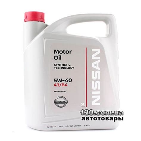 Nissan Motor Oil 5W-40 — synthetic motor oil — 5 l