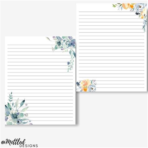 Lined floral stationery letter writing stationery printable etsy – Artofit