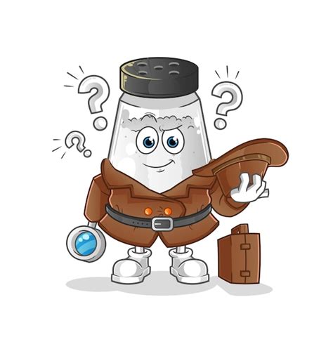 Premium Vector Salt Shaker Detective Vector Cartoon Character