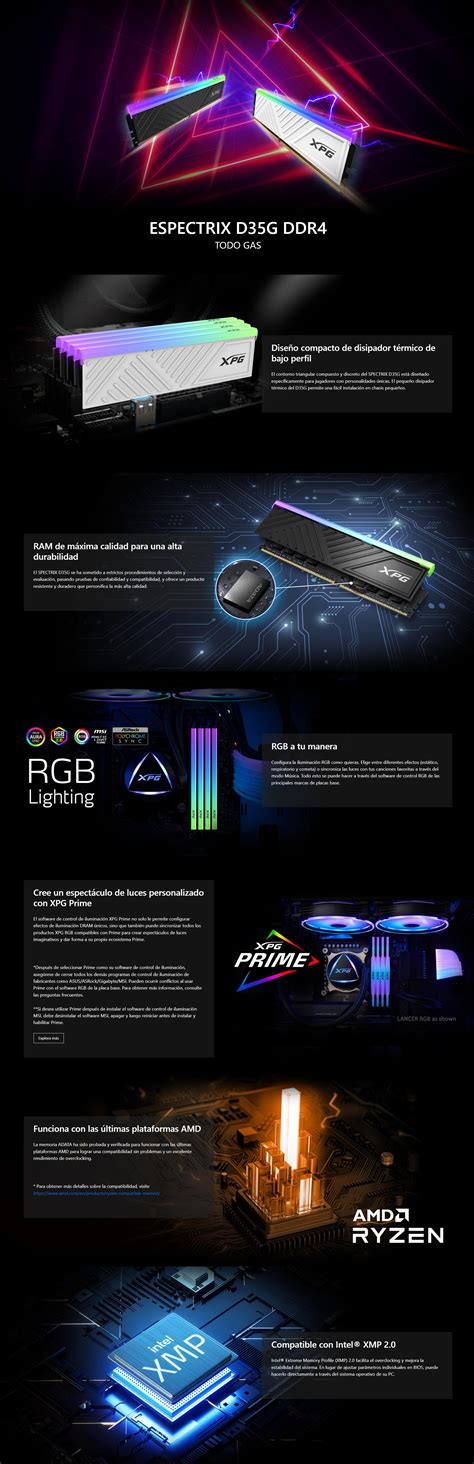 XPG Memoria Ram DDR4 8GB 3200MHz XPG Spectrix D35G RGB U-DIMM Blanco ...