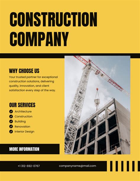 Yellow Black Modern Construction Company Flyer