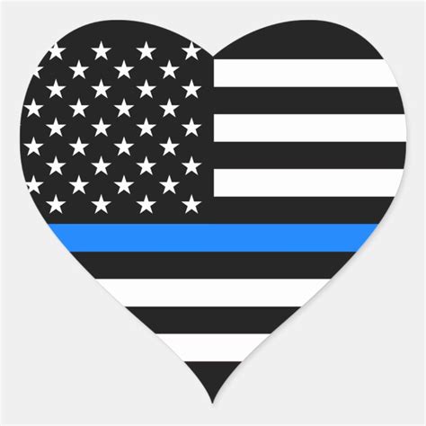 "THIN BLUE LINE" HEART STICKER | Zazzle.com