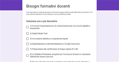 Bisogni Formativi Docenti