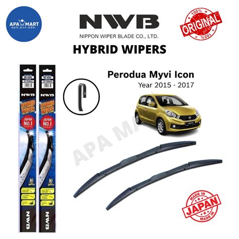 Nwb Hybrid U Hook Wiper Set For Perodua Myvi Icon Year