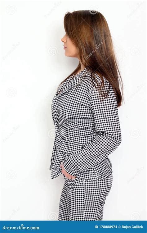 Beautiful Cute Brunette Girl Posing In Studio Fashion Photography Stock Photo Image Of