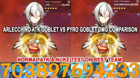 Arlecchino Atk Goblet Vs Pyro Goblet DMG Comparison Normal Atk Nuke