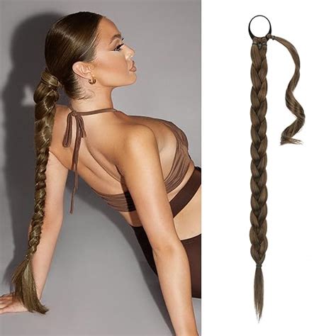 Amazon BARSDAR 26 Inch Long Braided Ponytail Extension With Hair