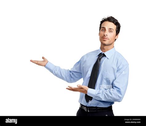 Face, hands and businessman pointing to mockup, space and blank advertising in studio. Portrait ...