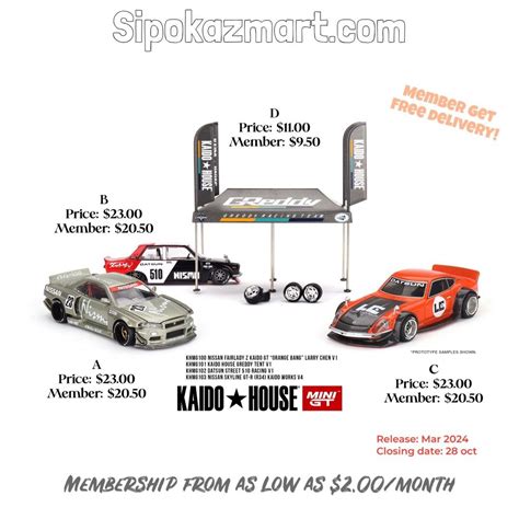New Preorder MINI GT X KAIDO HOUSE W42 TOMICA TARMAC WORKS HOT WHEELS INNO64 SKYLINE DATSUN