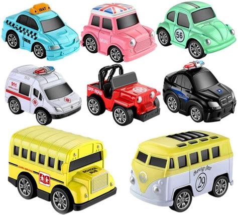 YLMKDE 18 Piece Pull Back City Cars And Trucks Toy Vehicles Set Model