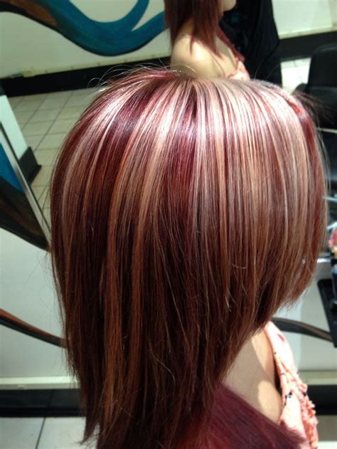 Blond And Red Hightlights On Brown Hair Google Search Pinwheel Hair