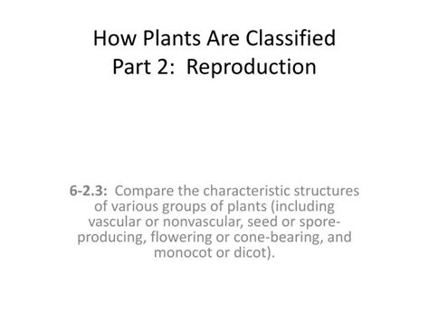 Ppt How Plants Are Classified Part 2 Reproduction Powerpoint Presentation Id 1619767