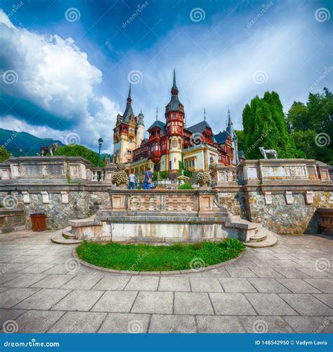 Famous Neo Renaissance Peles Castle In Sinaia Carpathian Mountains