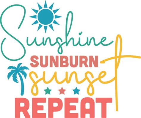 Summer Svg Mirrored Png Sunrise Sunburn Sunset Repeat Svg Beach Svg