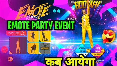 Emote Party Event Kab Aayega 🤩emote Party Event Return 2022 Free