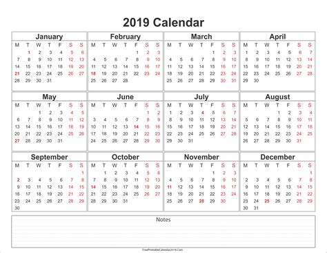 2019 Calendar Printable WinCalendar