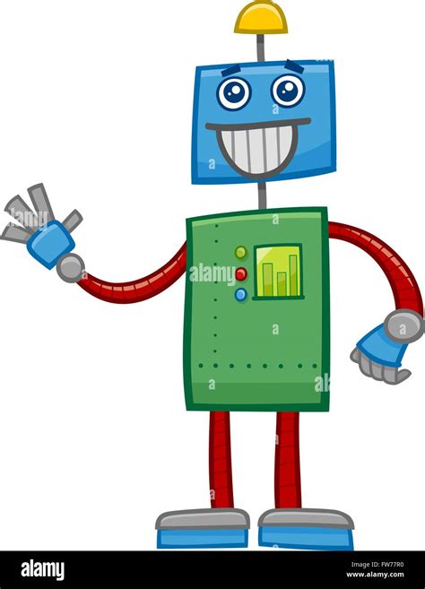 Cartoon Illustration Der Lustige Roboter Fantasy Charakter Stock